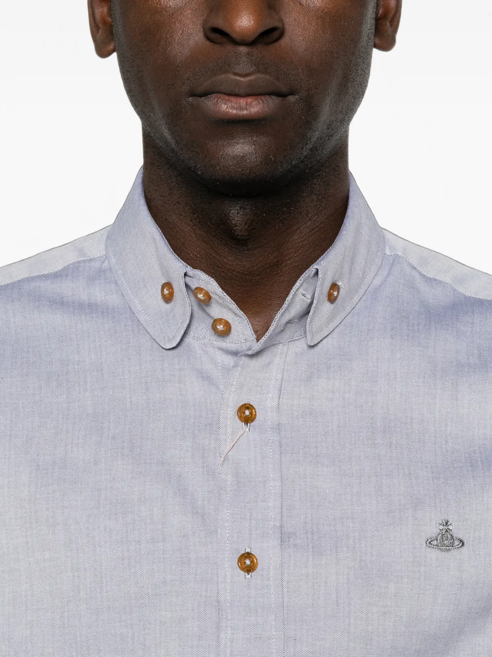 Vivienne Westwood Button-down overhemd met Orb-borduurwerk Blauw