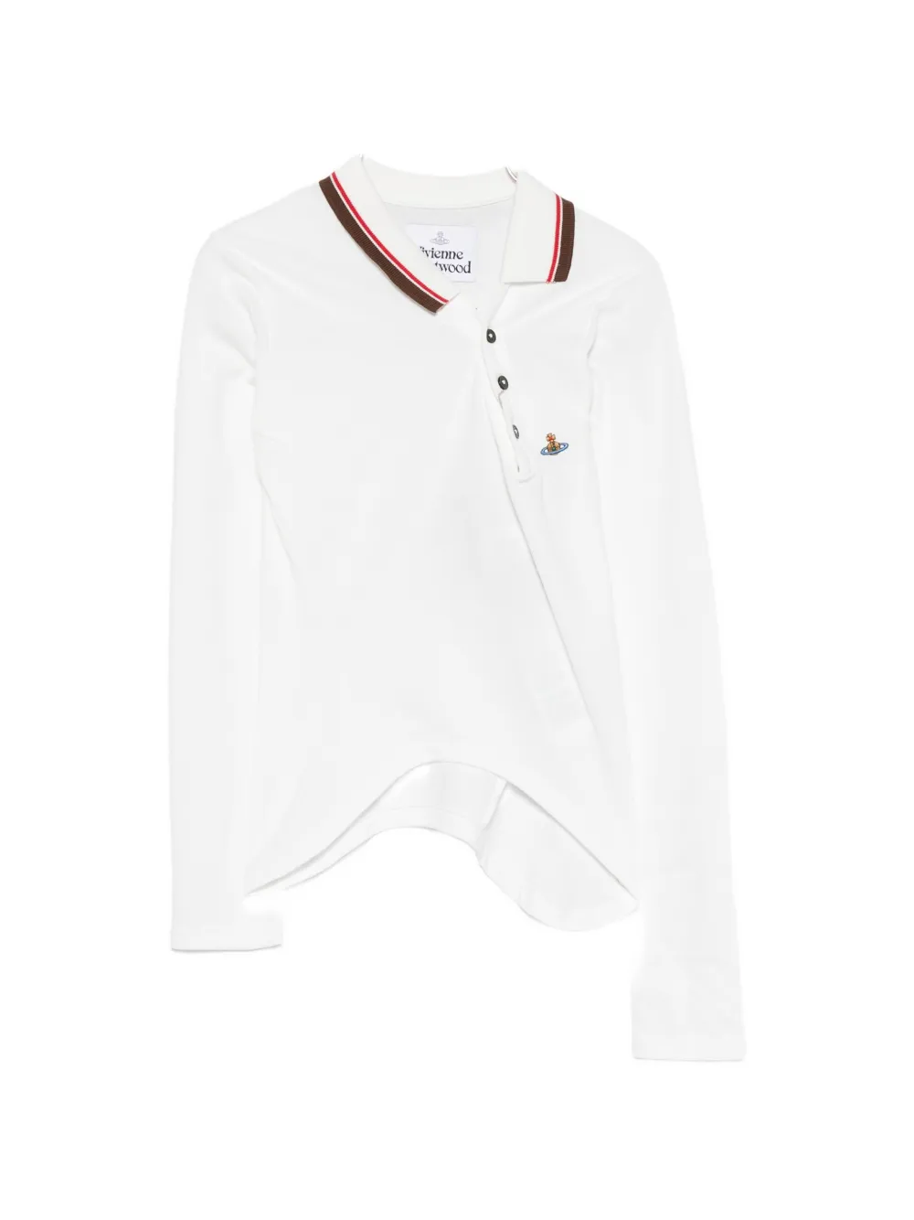 Vivienne Westwood Orb-embroidered asymmetric polo shirt - Bianco
