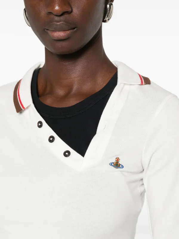 Vivienne Westwood ポロシャツ ハート ORB Vivienne Westwood Orb-embroidered Asymmetric Polo Shirt | ホワイト