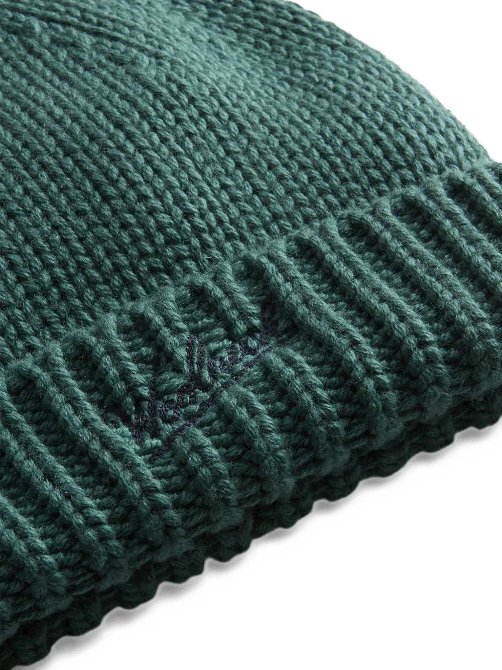 Woolrich logo-embroidered wool beanie hat Groen