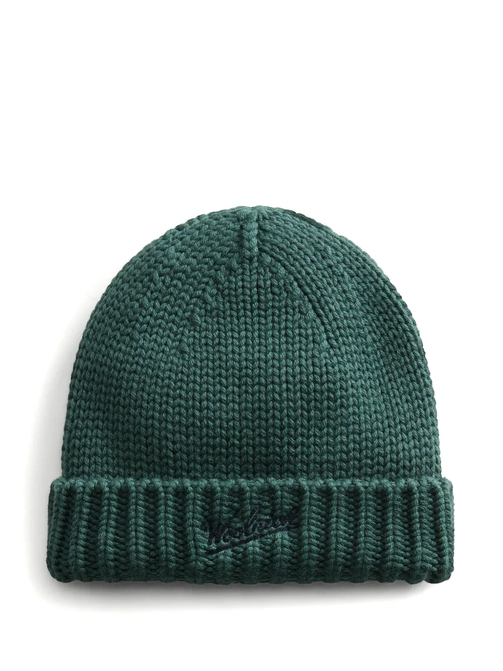 Woolrich logo-embroidered wool beanie hat Groen