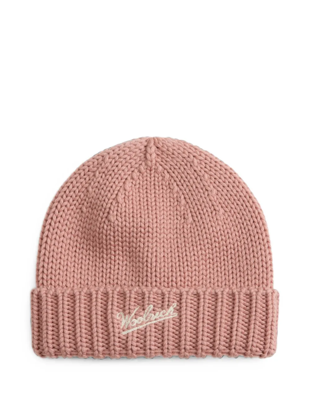Woolrich logo-embroidered ribbed-trim beanie hat | Pink | Image 1