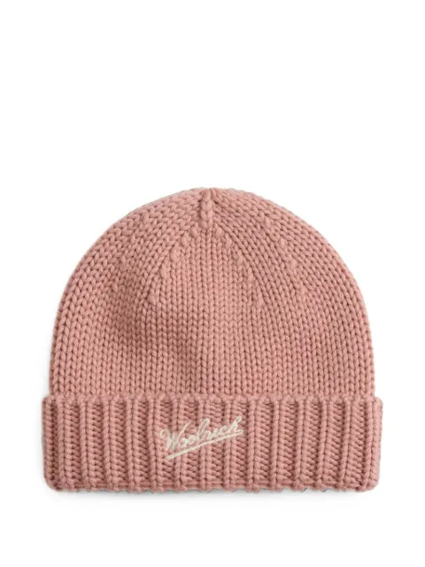 Woolrich logo-embroidered ribbed-trim beanie hat