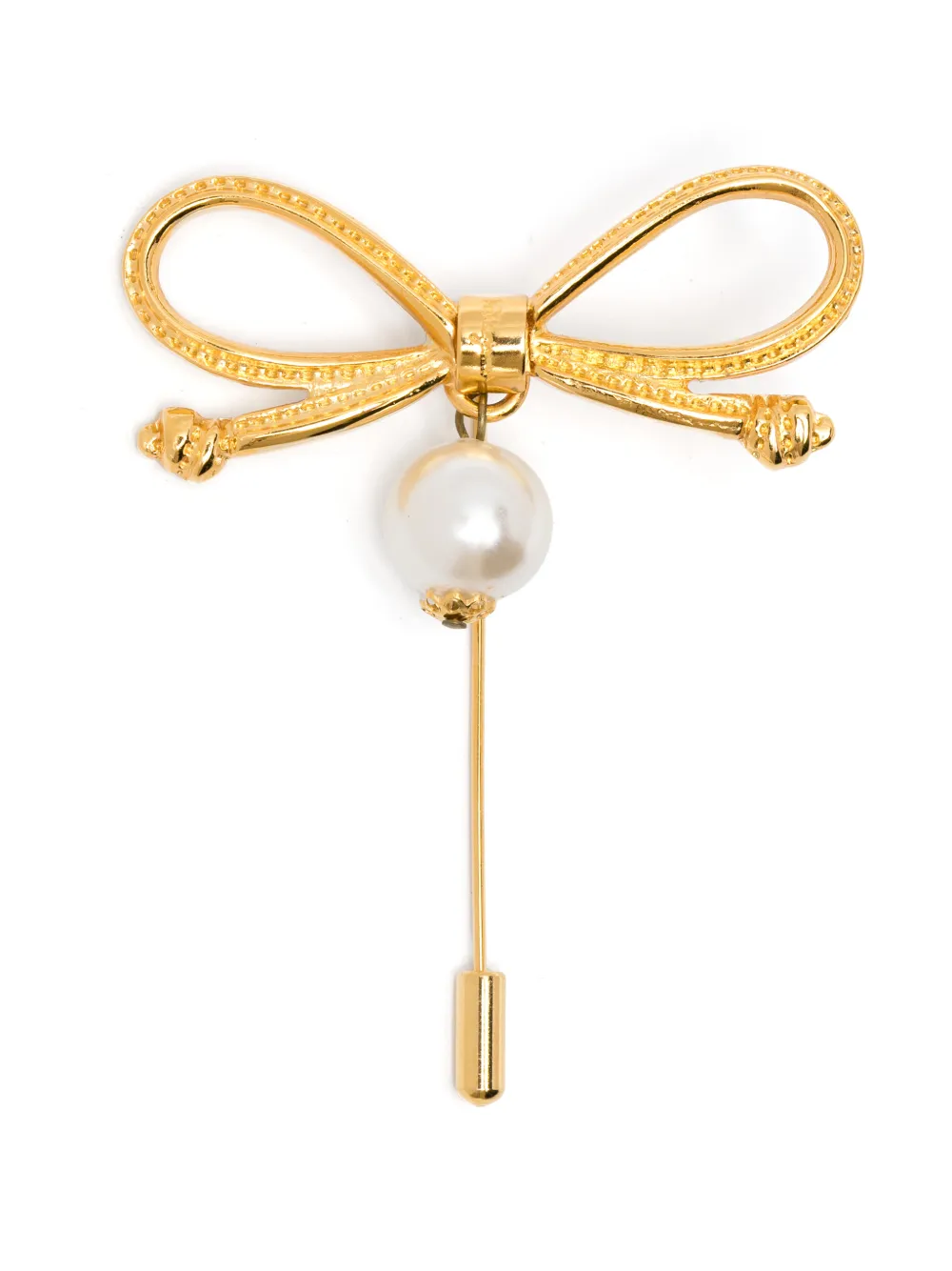 Ferragamo Pre-Owned 1980s bow pearl brooch - Oro