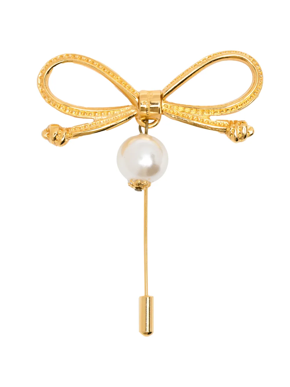 Ferragamo Pre-Owned broche à nœud et perles (années 1980) - Or