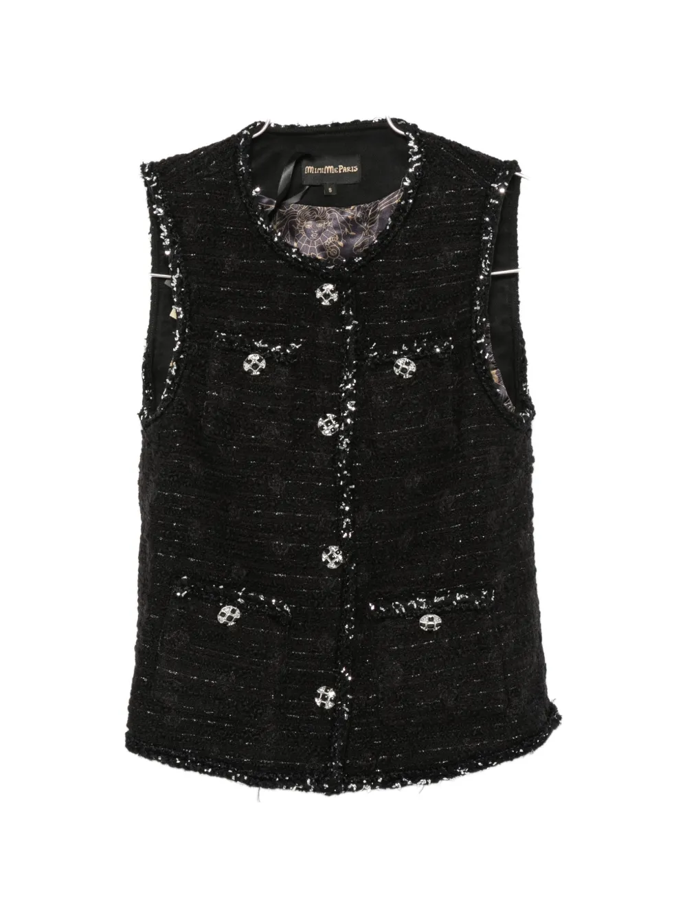 MINIME tweed-effect button-up gilet - Schwarz