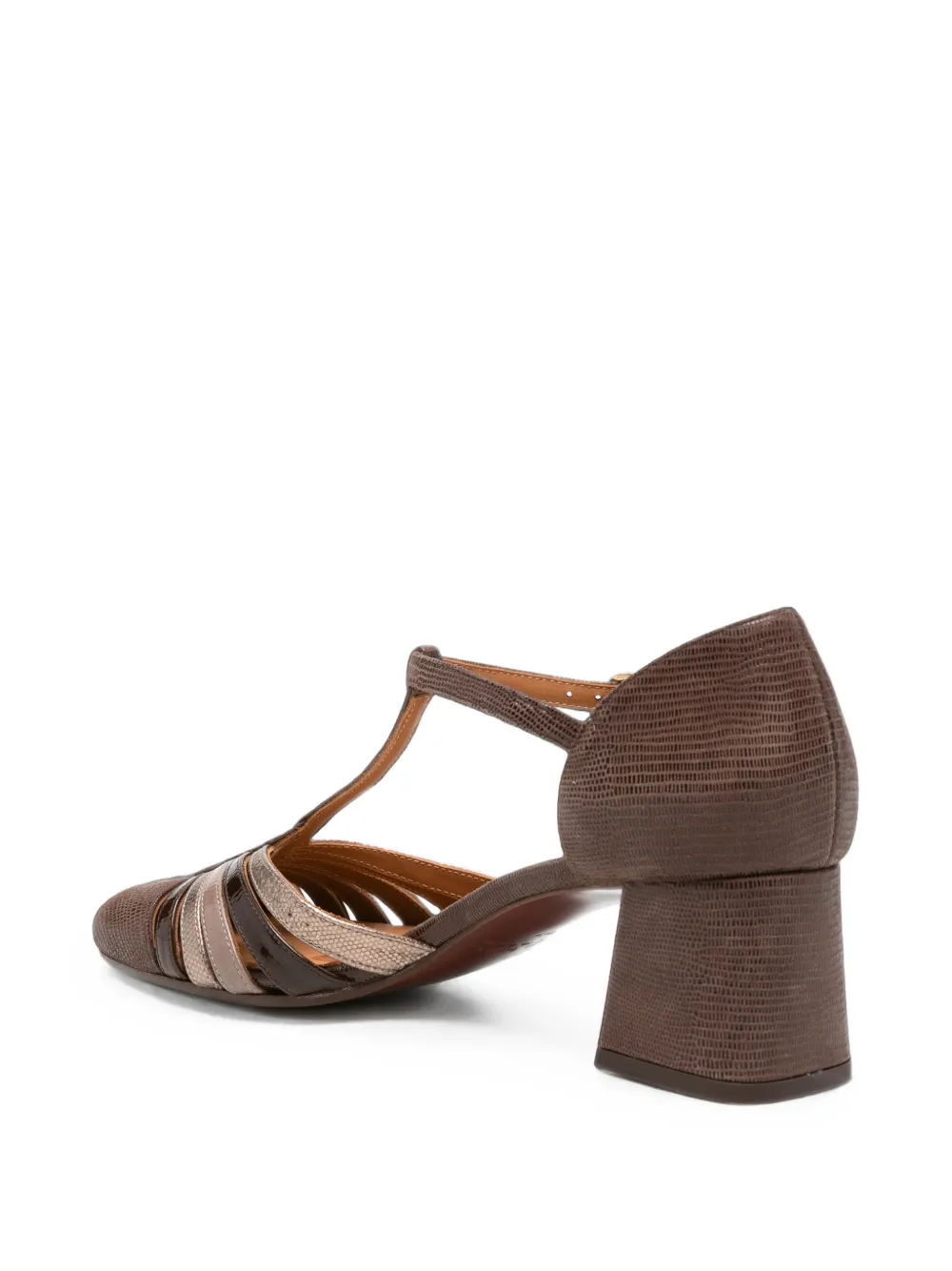 Chie Mihara Vudui T-bar lizard-effect heeled pumps Bruin