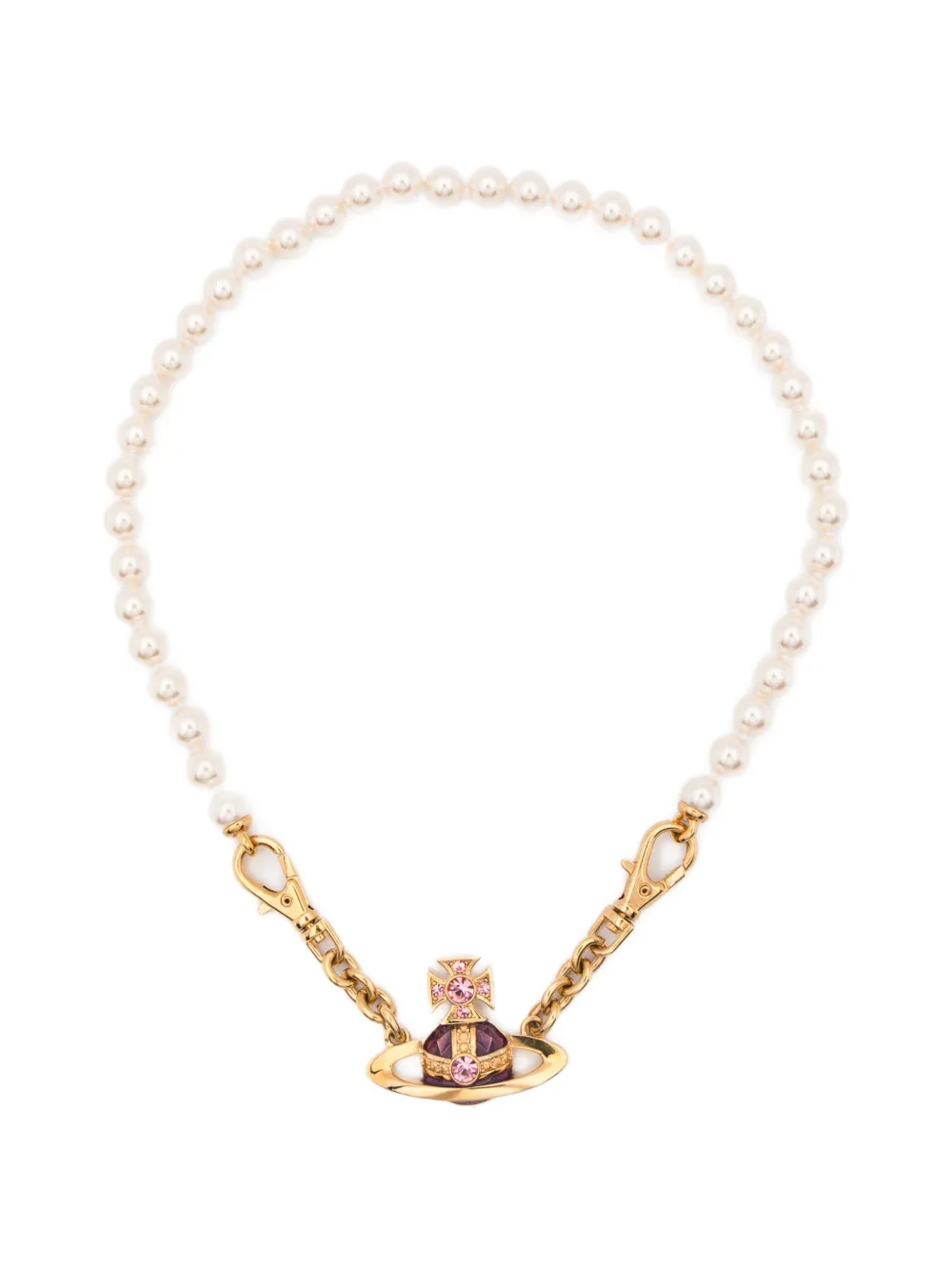 Vivienne Westwood Orb-pendant faux-pearl necklace - Oro