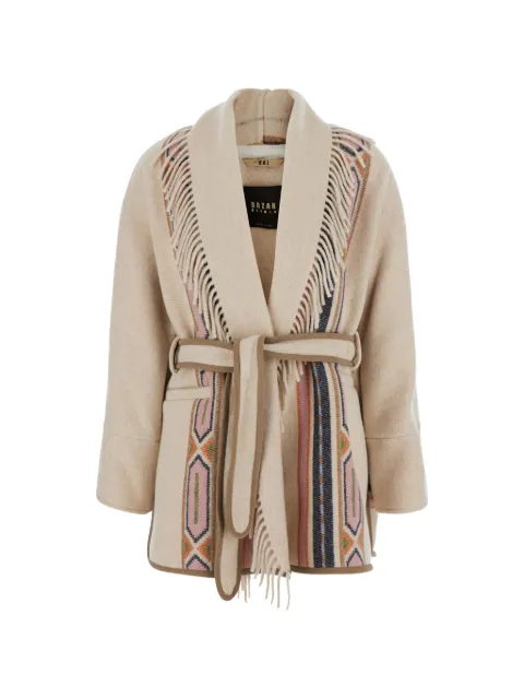 Bazar Deluxe fringed geometric-pattern cardigan