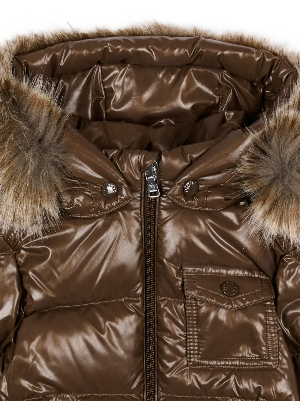 Moncler Enfant faux-fur trim padded jacket Bruin