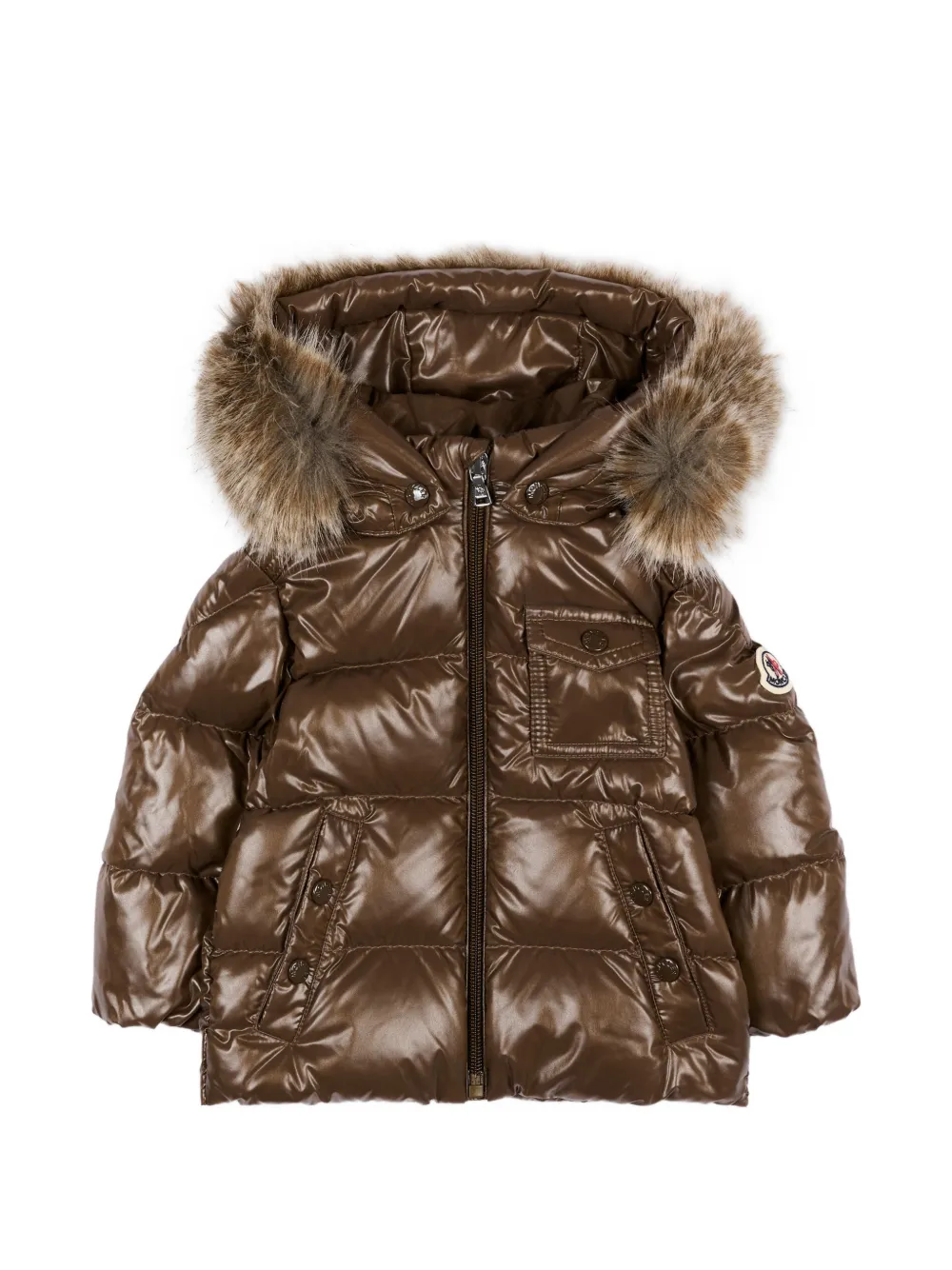Moncler Enfant faux-fur trim padded jacket Bruin