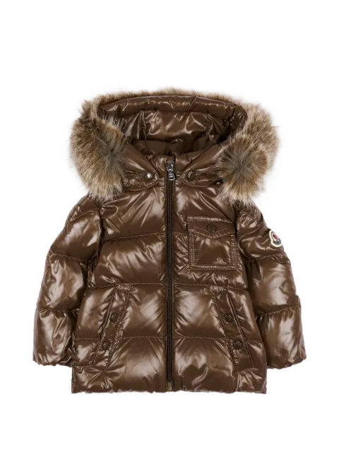 Moncler Enfant plumífero con ribete de pelo artificial