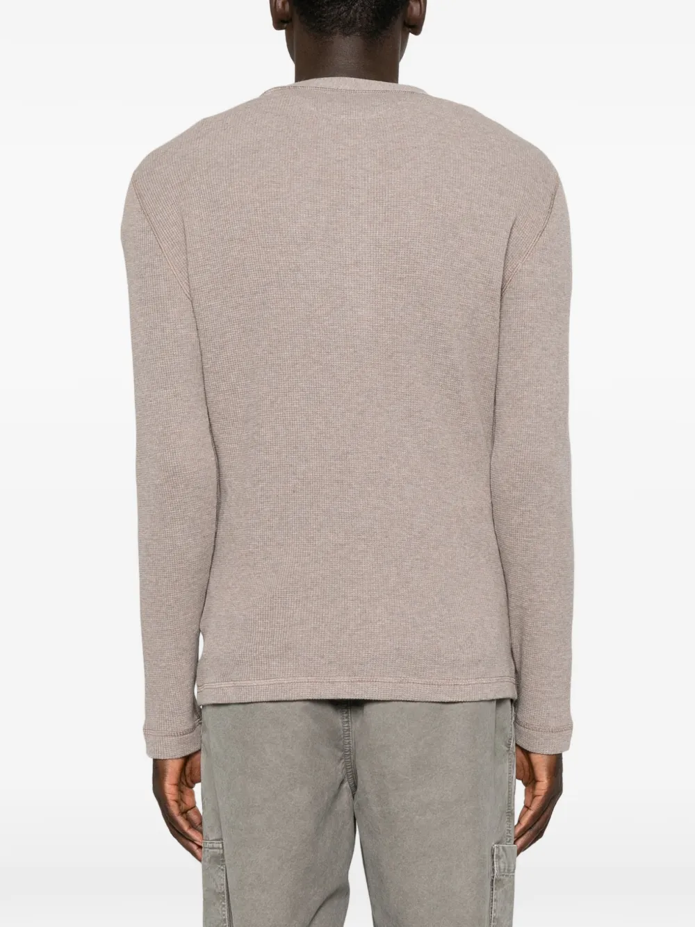 Brunello Cucinelli Wafelgebreide trui met henley-hals Grijs