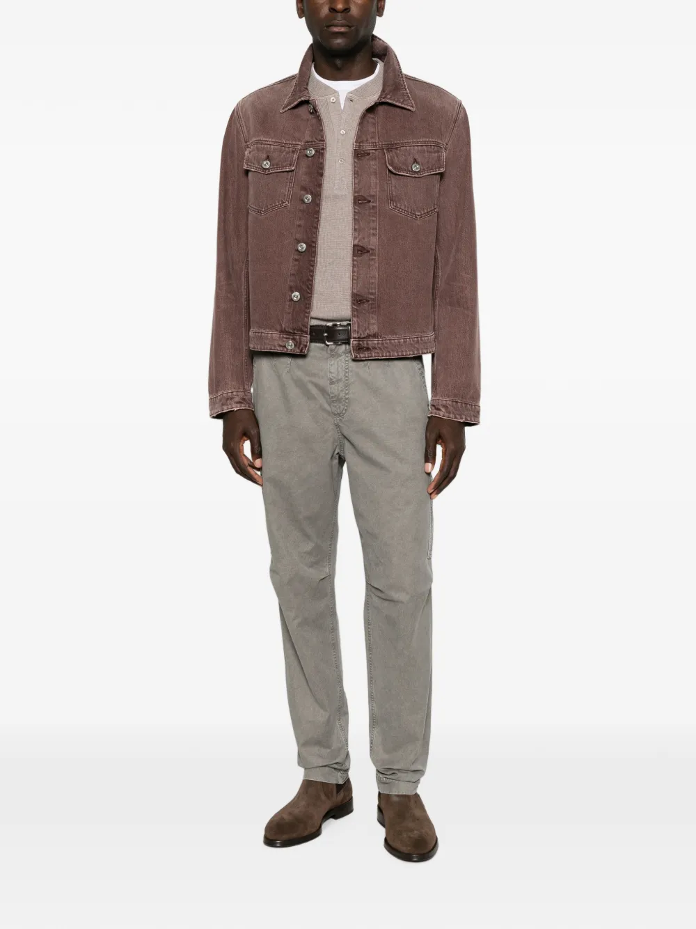 Brunello Cucinelli Wafelgebreide trui met henley-hals Grijs