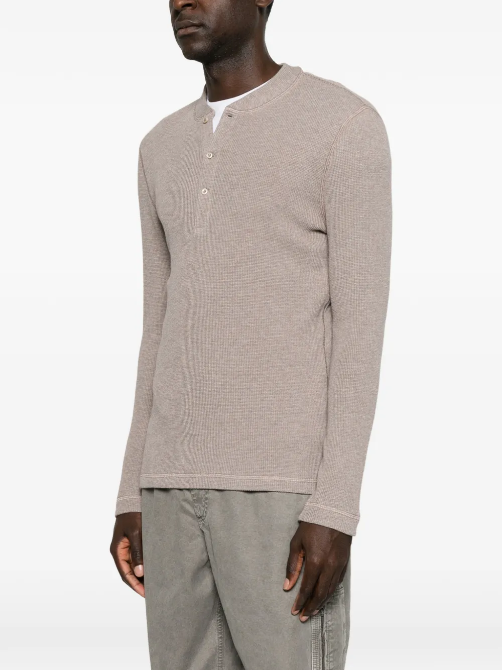 Brunello Cucinelli Wafelgebreide trui met henley-hals Grijs