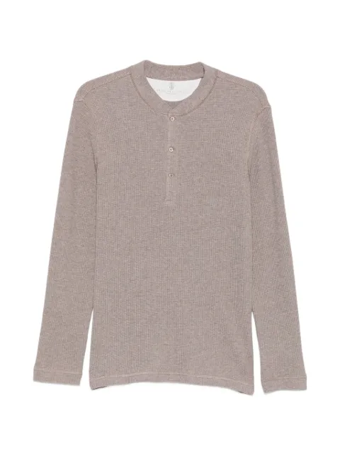 Brunello Cucinelli Waffelstrick-Pullover mit Henley-Ausschnitt