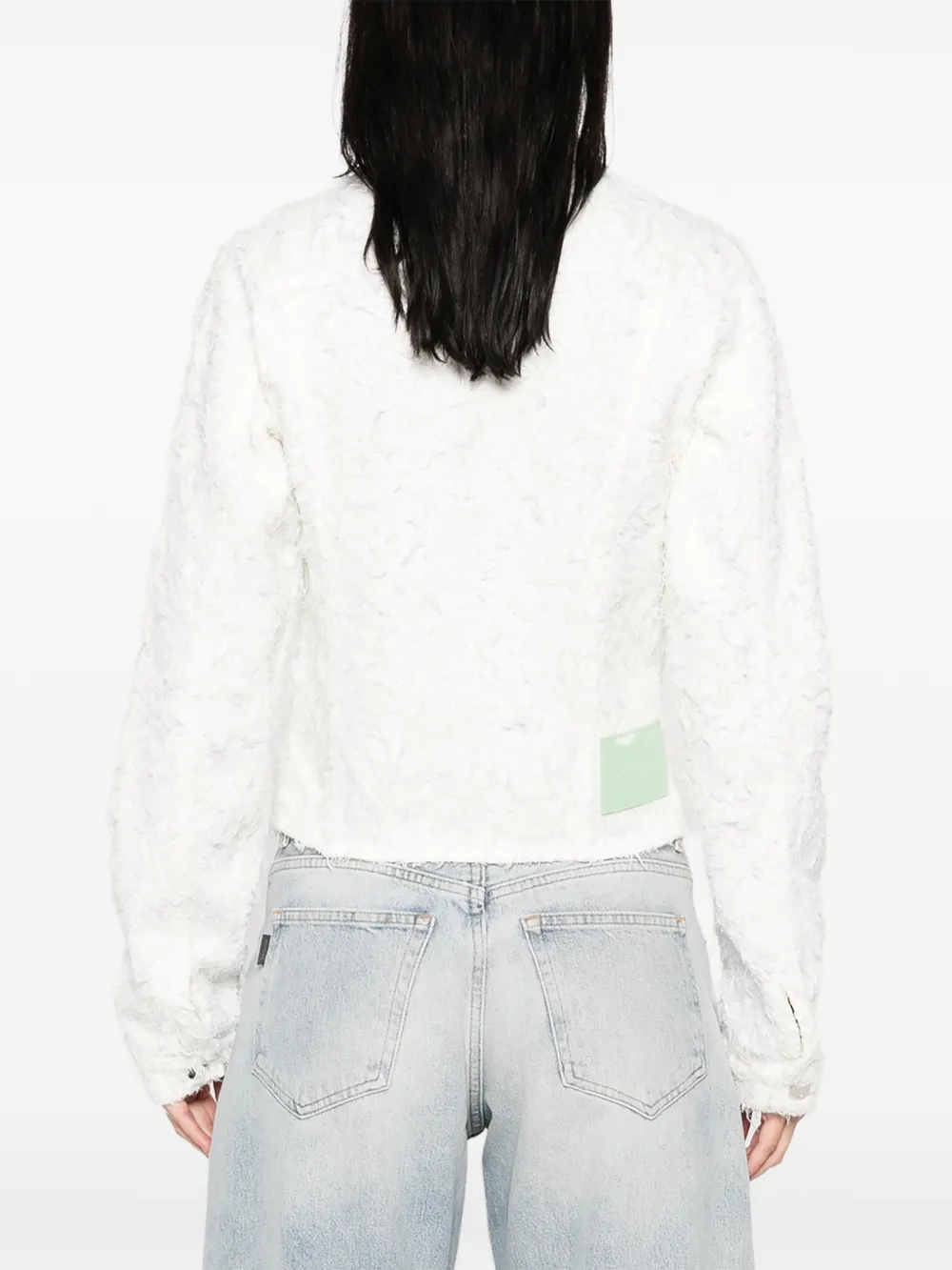 Haikure Cherry denim jack met bonttextuur Wit