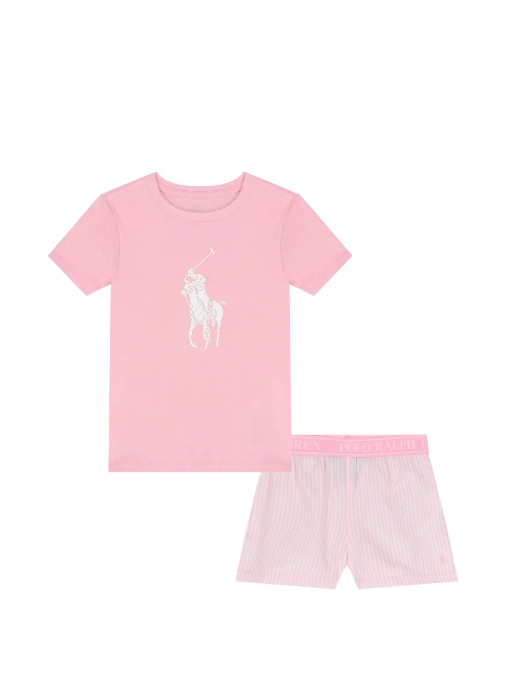 POLO RALPH LAUREN KIDS logo-print striped pajamas - Rosa