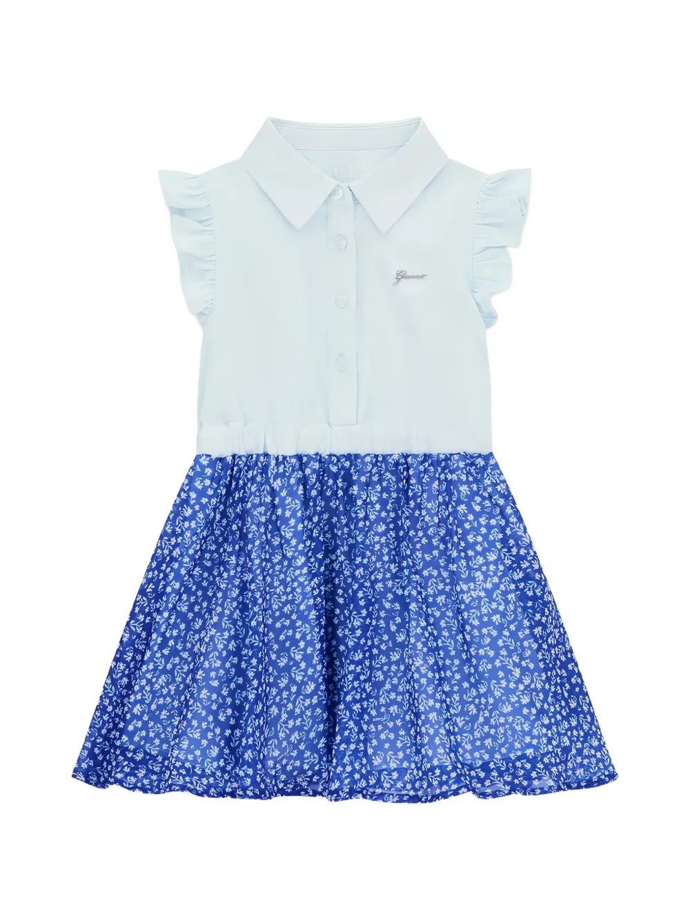 Guess kids fit-and-flare printed dress Blauw