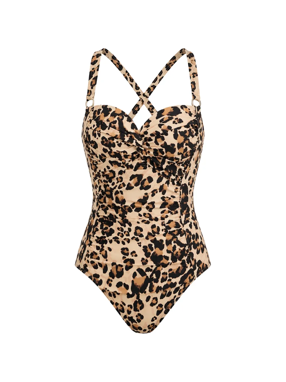 DKNY Costume intero leopardato con ruches - Toni neutri