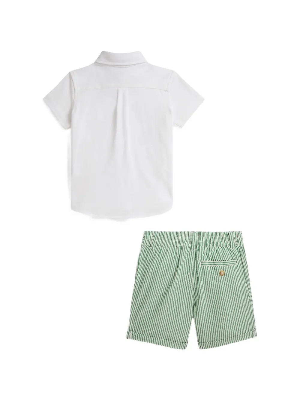 POLO RALPH LAUREN KIDS Gebreid Oxford shirt en seersucker shorts Wit