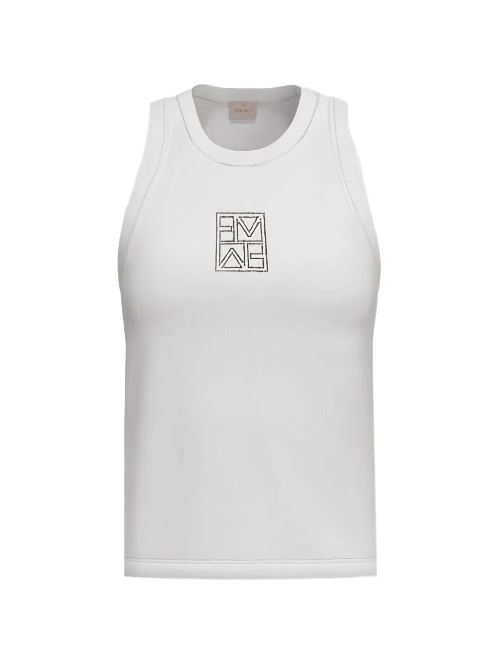 Marella Top a coste con logo - Bianco