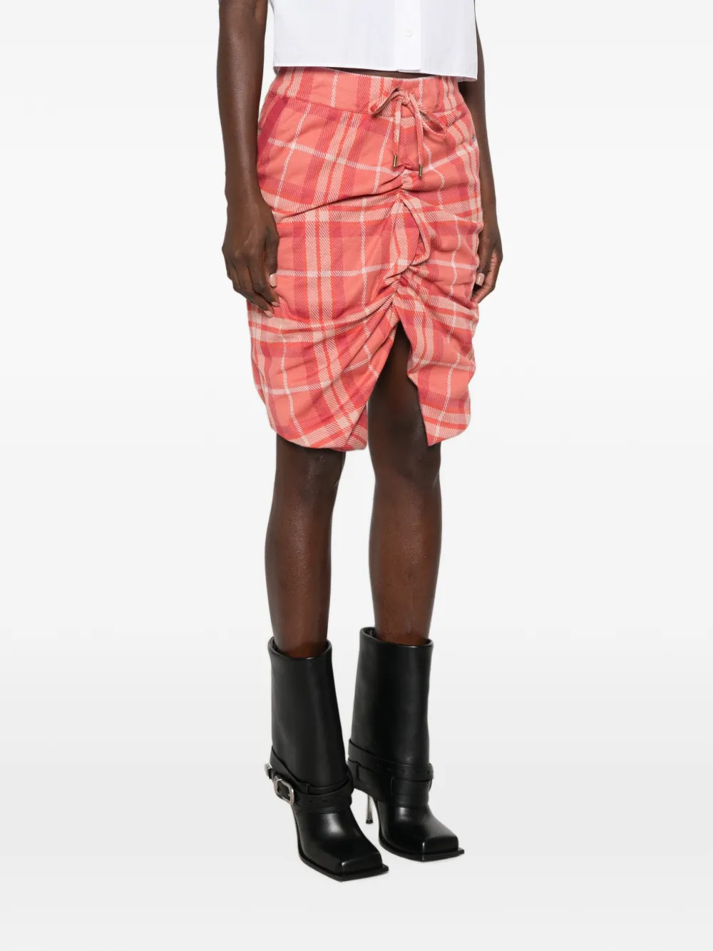 Vivienne Westwood Geruite midi-rok met ruches Rood