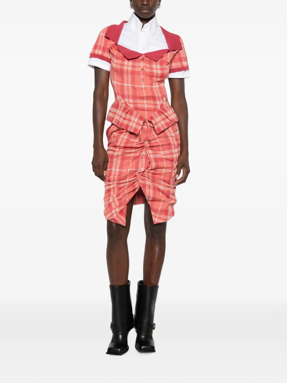 Vivienne Westwood Geruite midi-rok met ruches Rood