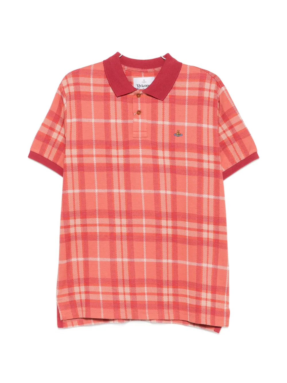 Vivienne Westwood check-pattern Orb-embroidered polo shirt - Rosso