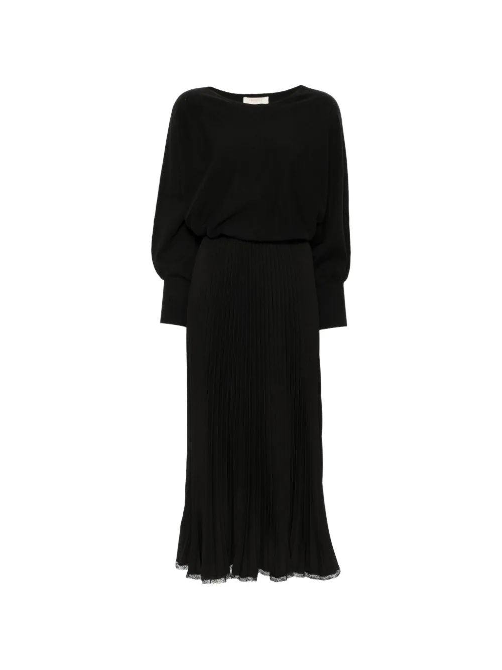 TWINSET long knit and pleated crêpe dress - Schwarz