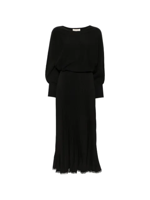TWINSET long knit and pleated crêpe dress
