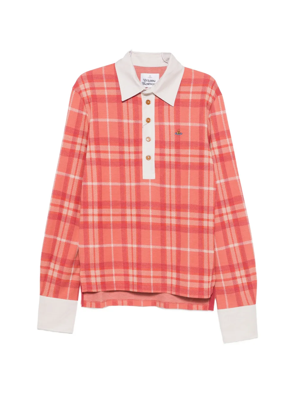 Vivienne Westwood check-pattern long-sleeve polo shirt - Rosso
