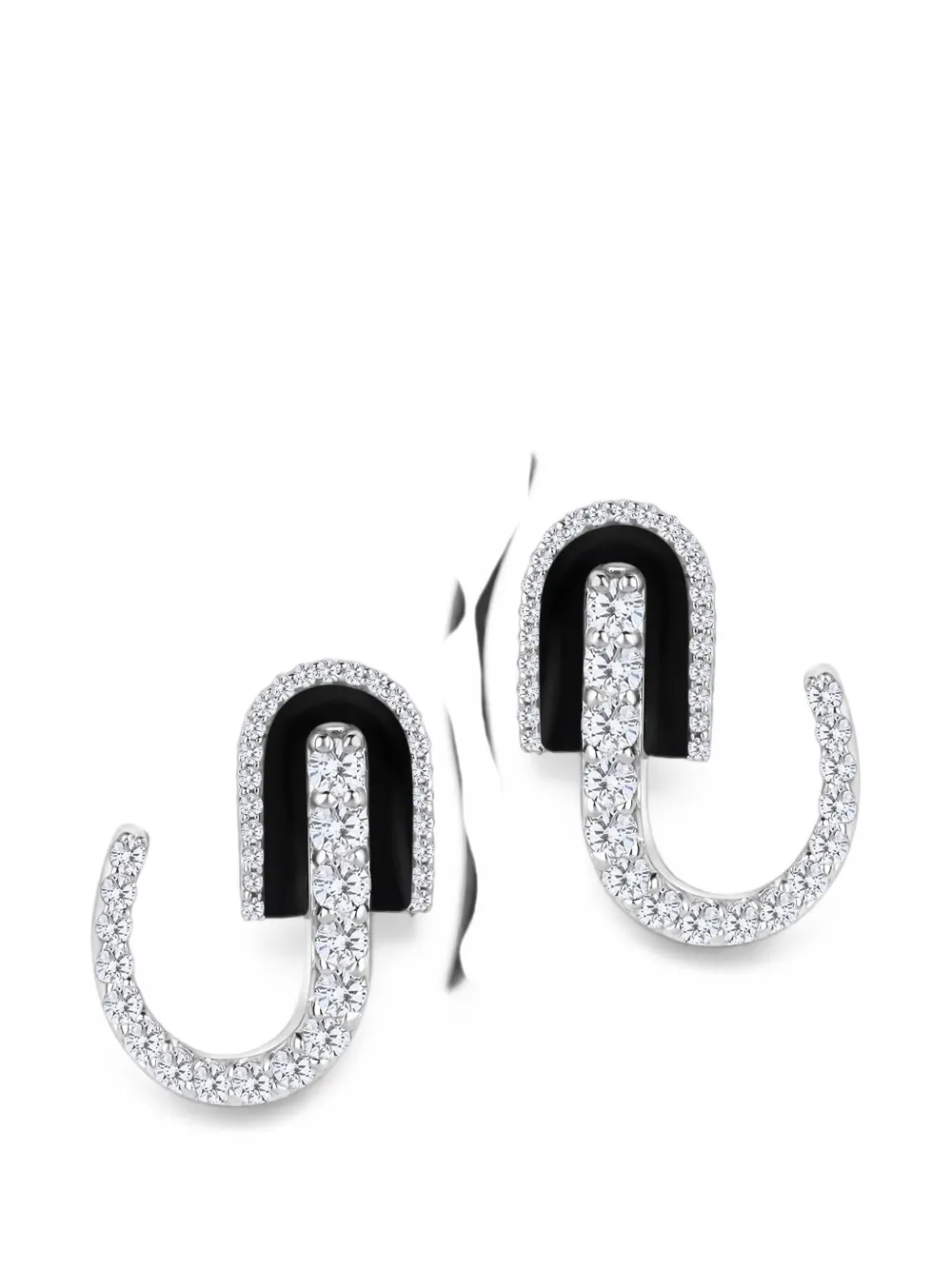 U LOS ANGELES diamond and onyx earrings - Silber