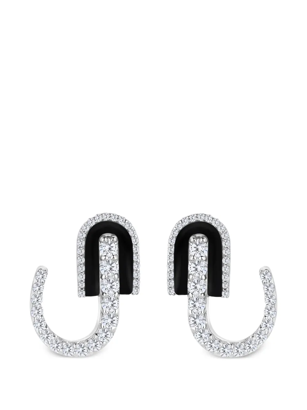 U LOS ANGELES diamond and onyx earrings - Argento