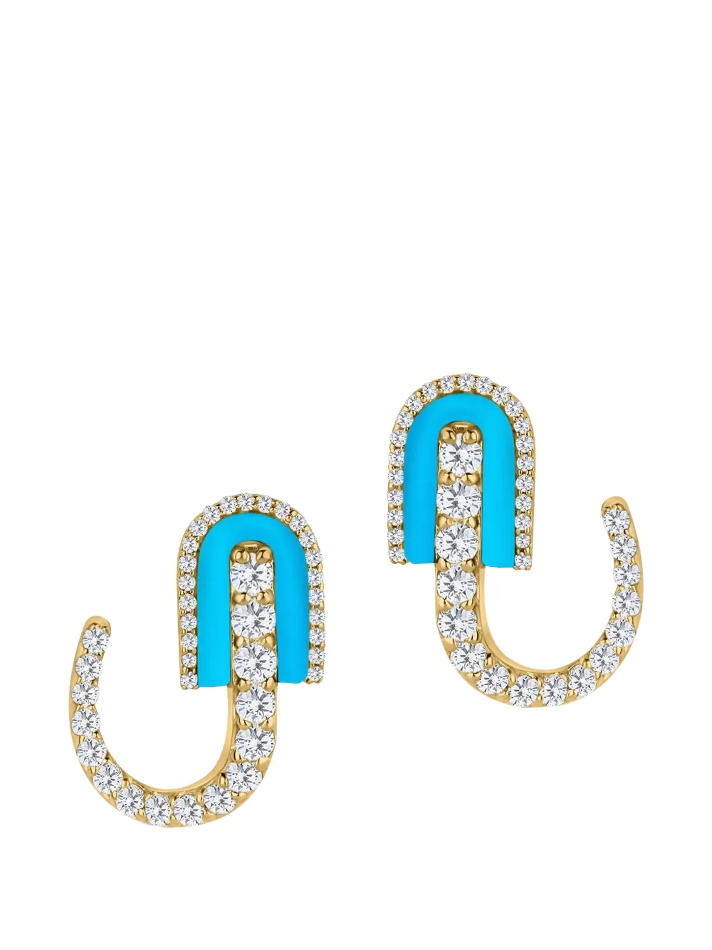 U LOS ANGELES diamond and turquoise huggie earrings - Gold