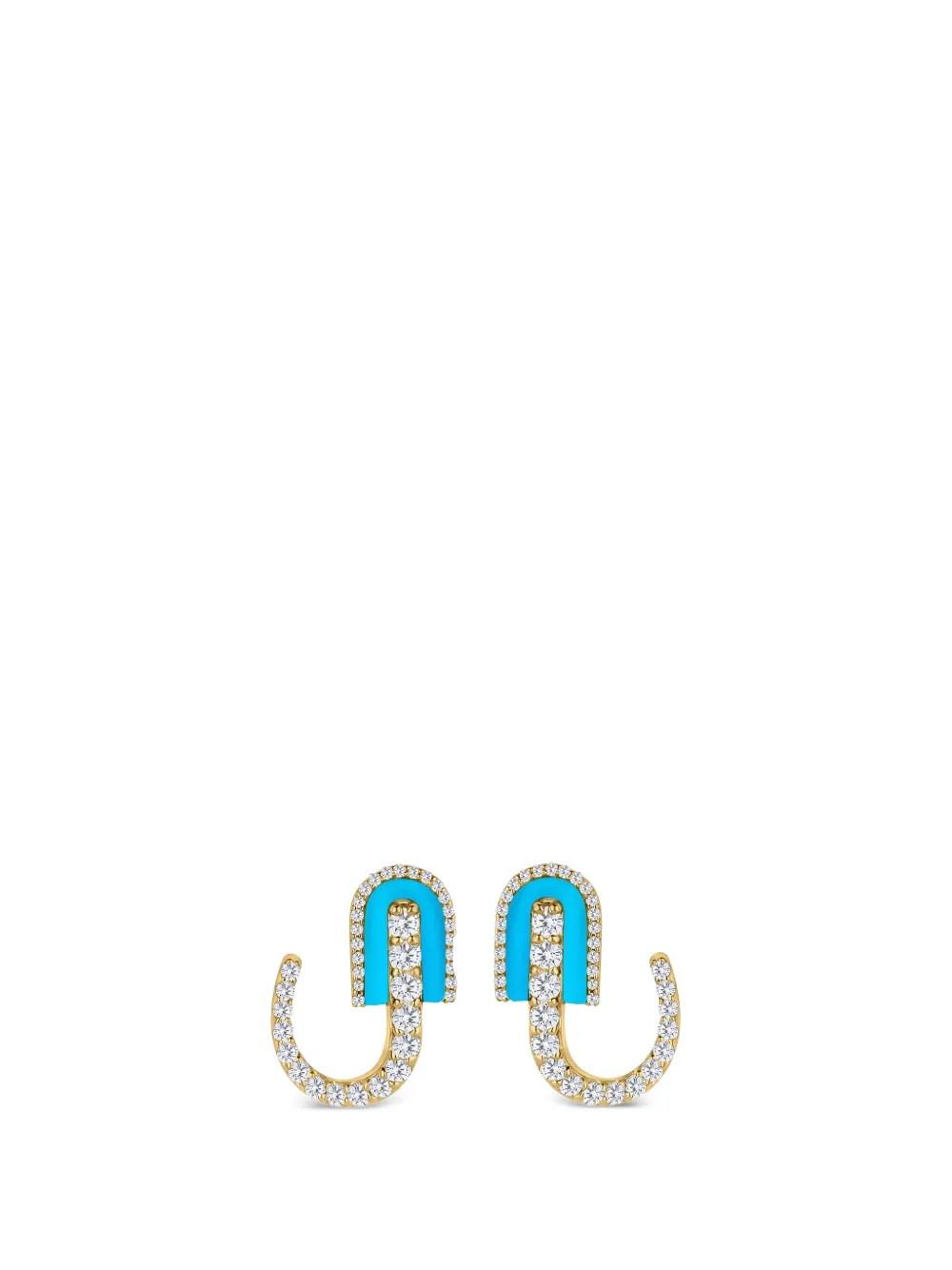 U LOS ANGELES diamond and turquoise huggie earrings - Oro