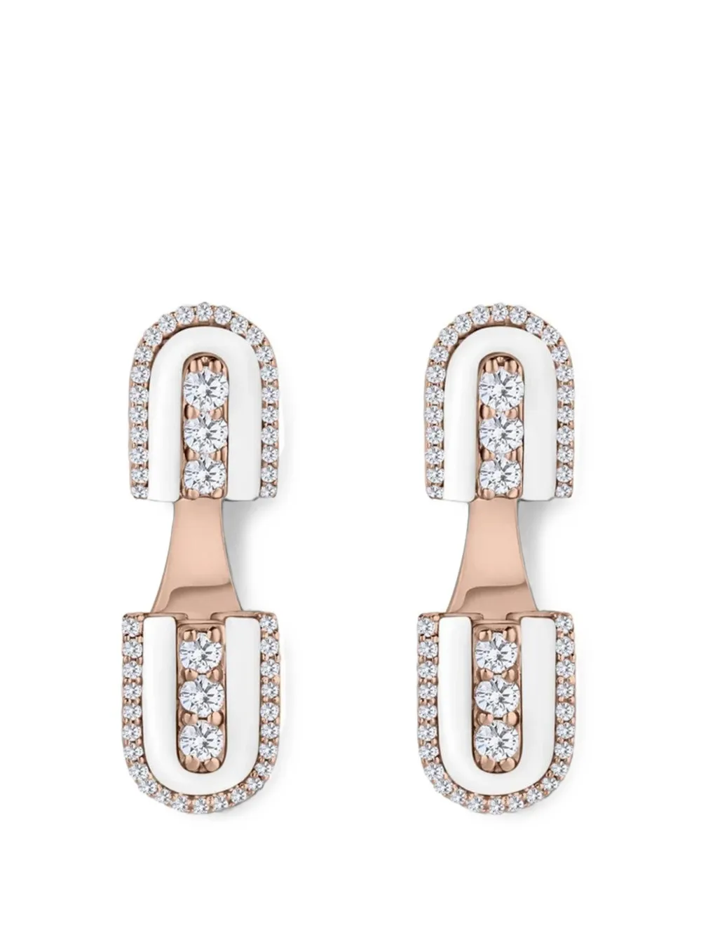 U LOS ANGELES diamond and white quartz U Floating stud earrings - Pink