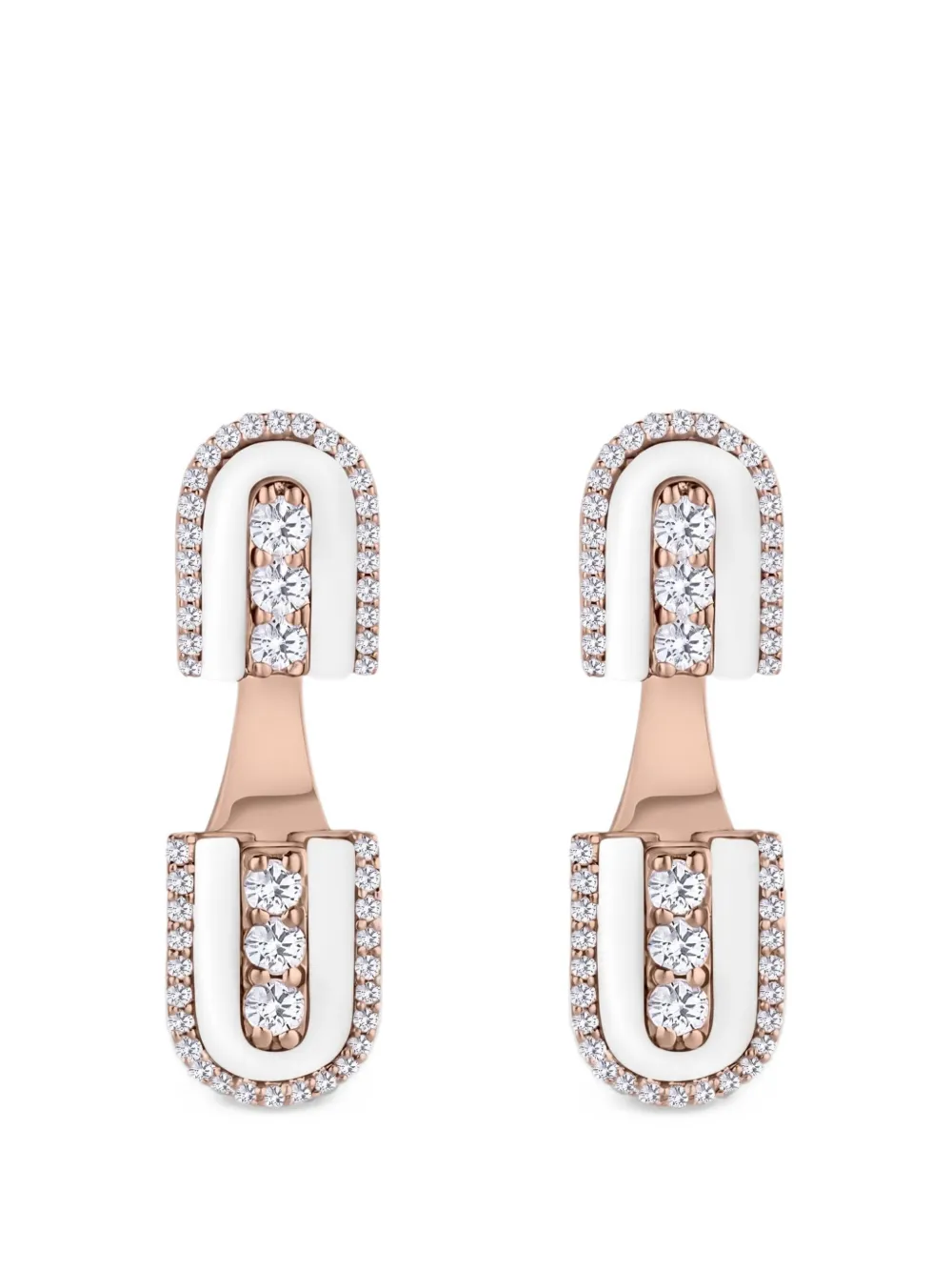 U LOS ANGELES diamond and white quartz U Floating stud earrings - Pink