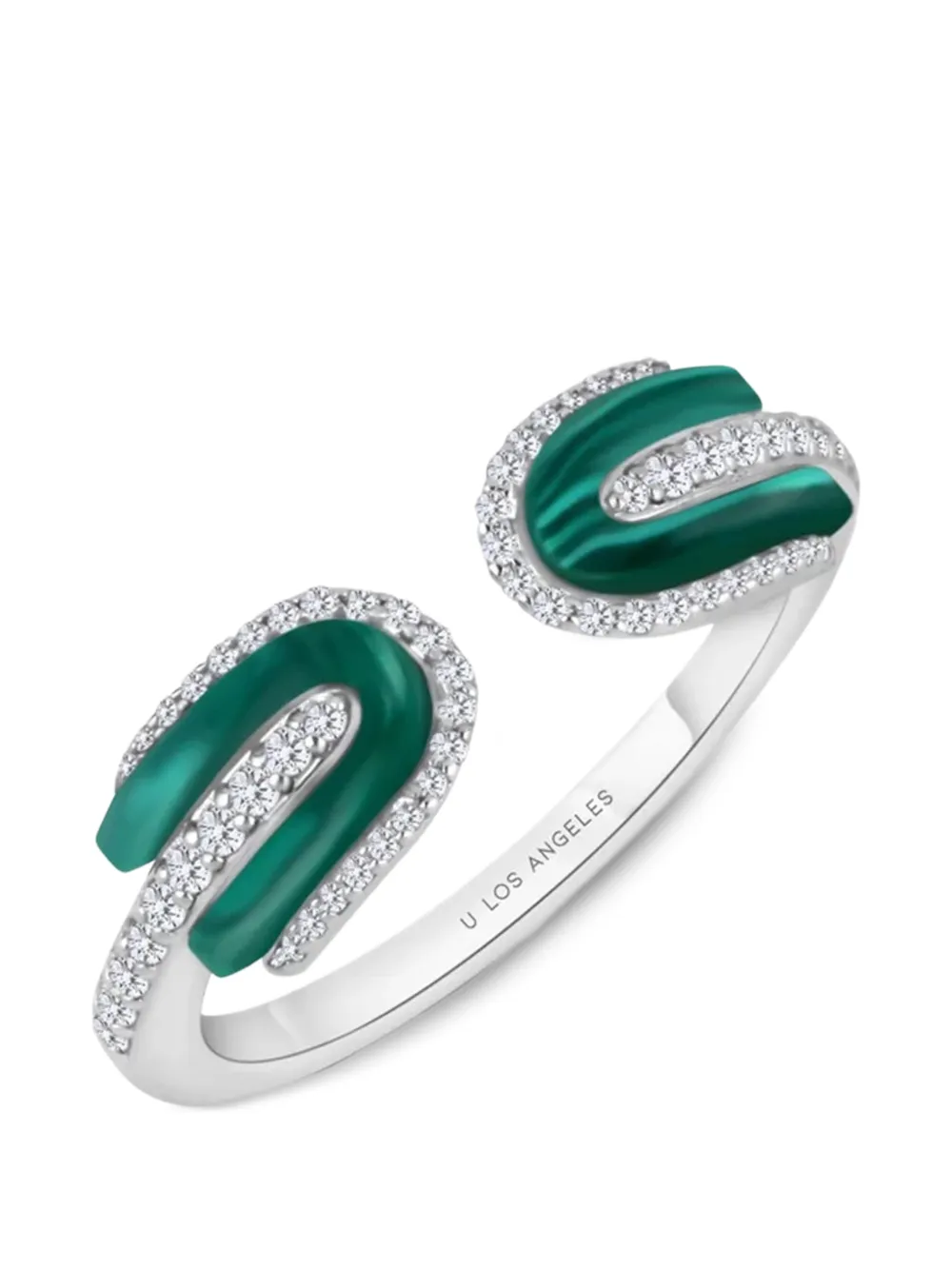 U LOS ANGELES U Duo malachite and diamond ring - Argento