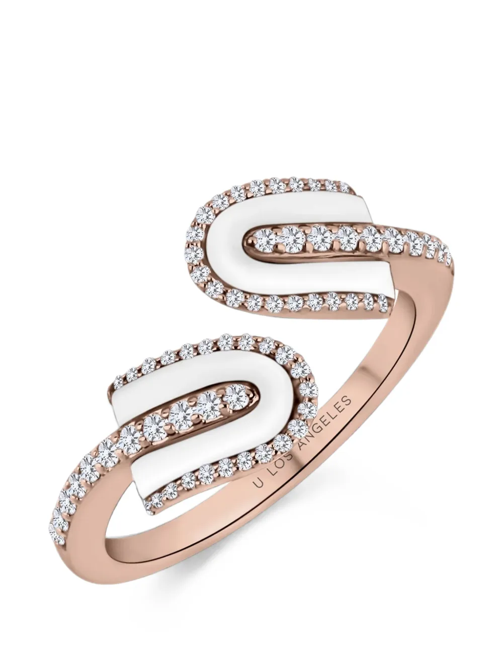 U LOS ANGELES U Duo Twisted diamond and quartz ring - Rosa