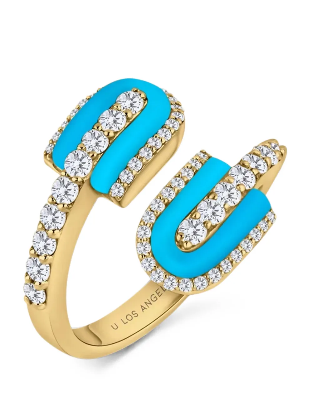 U LOS ANGELES U Duo turquoise and diamond ring - Gold