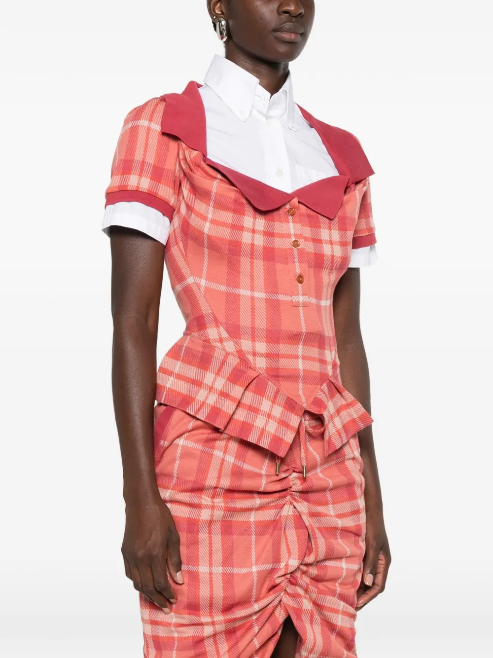 Vivienne Westwood Peplum polotop met tartan-print Rood