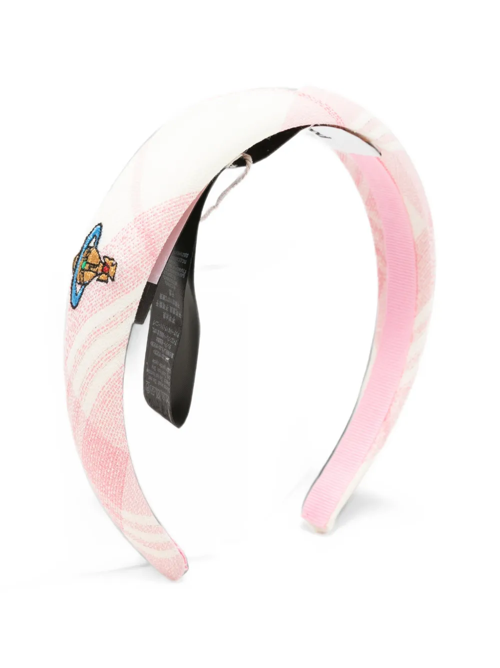 Vivienne Westwood Orb-embroidered checked-pattern headband - Weiß