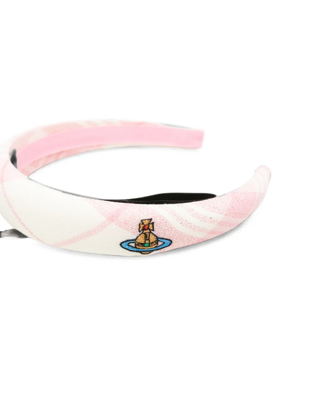 Vivienne Westwood Geruite haarband met Orb-borduurwerk Wit