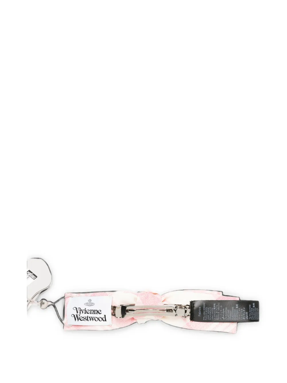 Vivienne Westwood Geruite haarclip met Orb-borduurwerk Beige