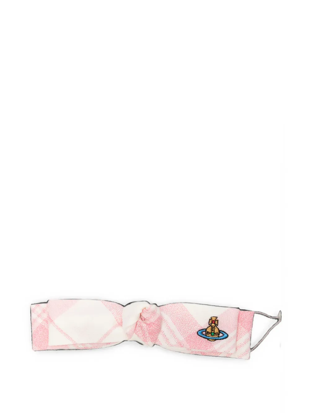 Vivienne Westwood Orb-embroidered checked-pattern hair clip - Nude