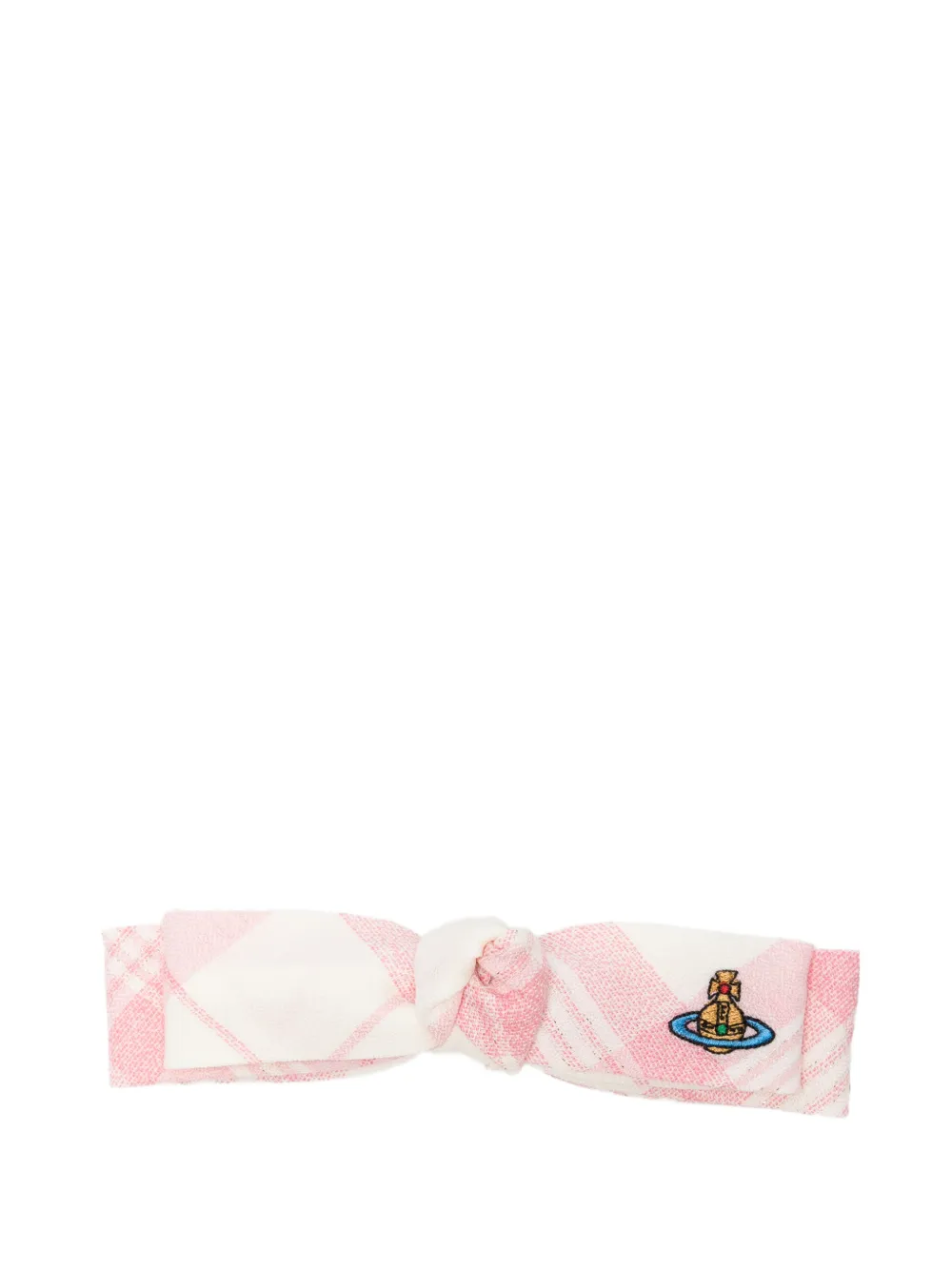Vivienne Westwood Orb-embroidered checked-pattern hair clip · One Size