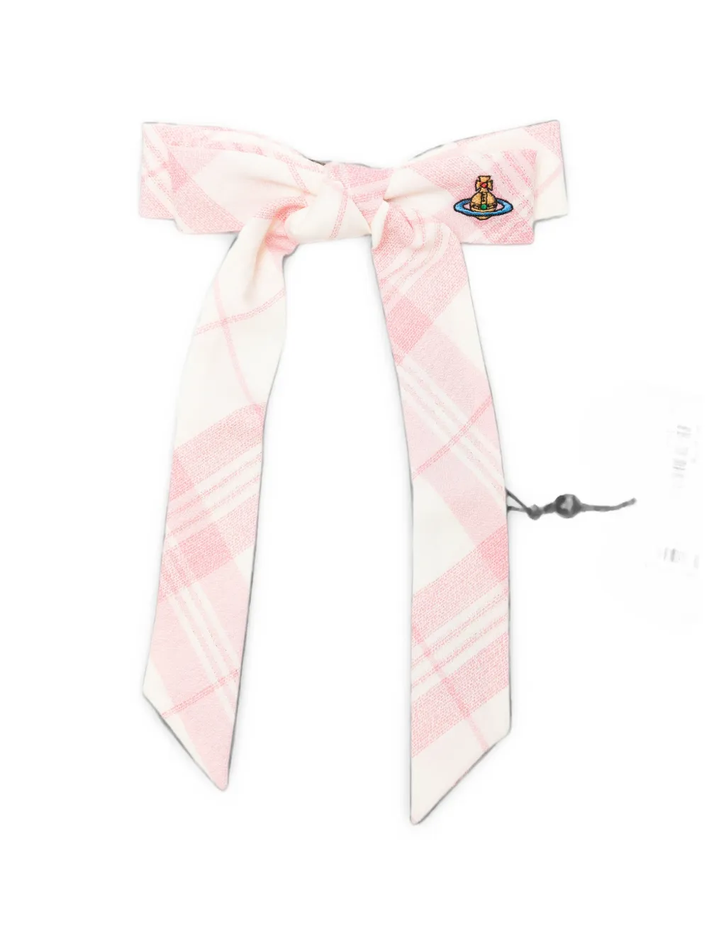 Vivienne Westwood check-pattern bow hair clip - Nude