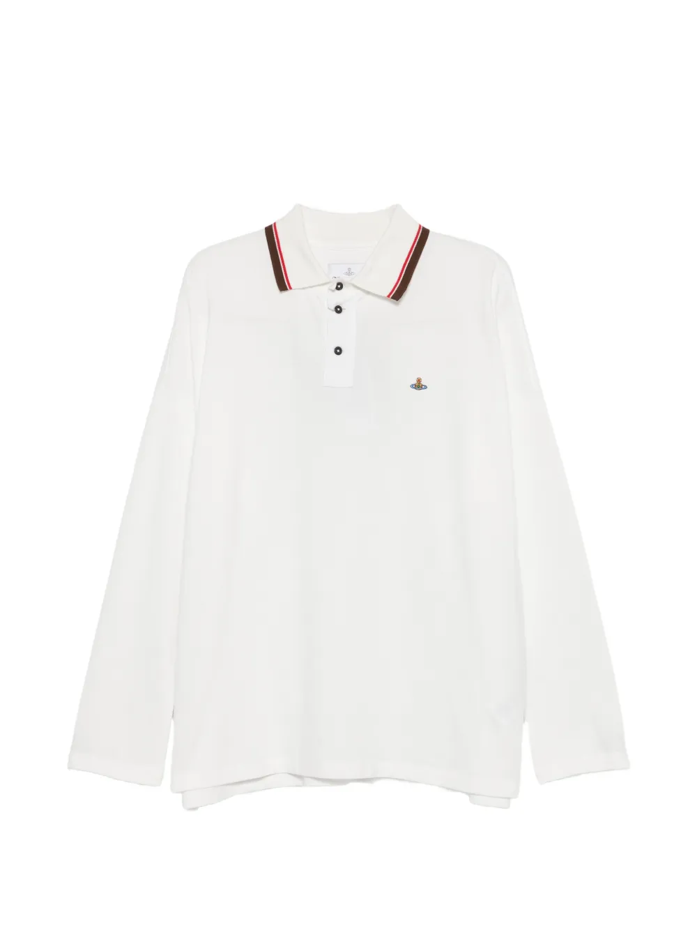 Vivienne Westwood Orb-embroidered tipped polo shirt Wit