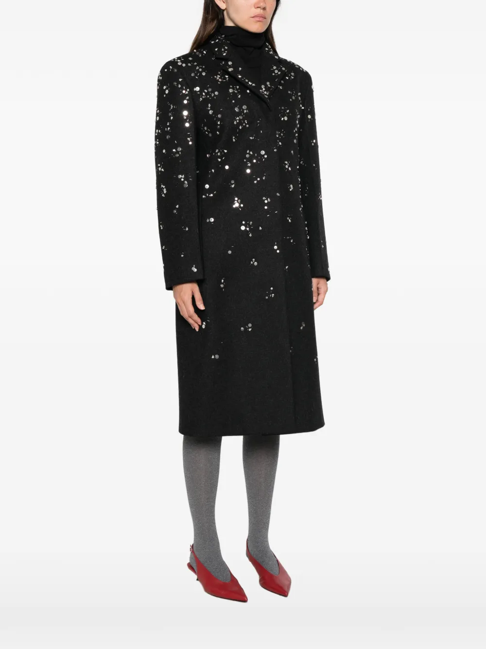 Jil Sander belted wool coat Zwart